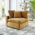 thumbnail image 1 of Modway Commix Down Filled Overstuffed Performance Velvet Corner Chair in Cognac, 1 of 7