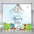 thumbnail image 1 of Custom Name Racoon House Boy Baby Shower Backdrop, 1 of 5