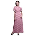 thumbnail image 1 of Bimba Rayon Floral Block Smocked Waist Printed Gown Maxi Side Slit LadiesDress-Medium, 1 of 6