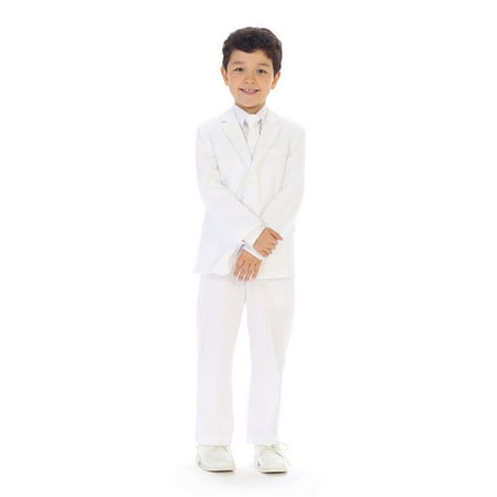 Angels Garment Little Boys White Jacket Pants Vest Tie Shirt Handsome Suit