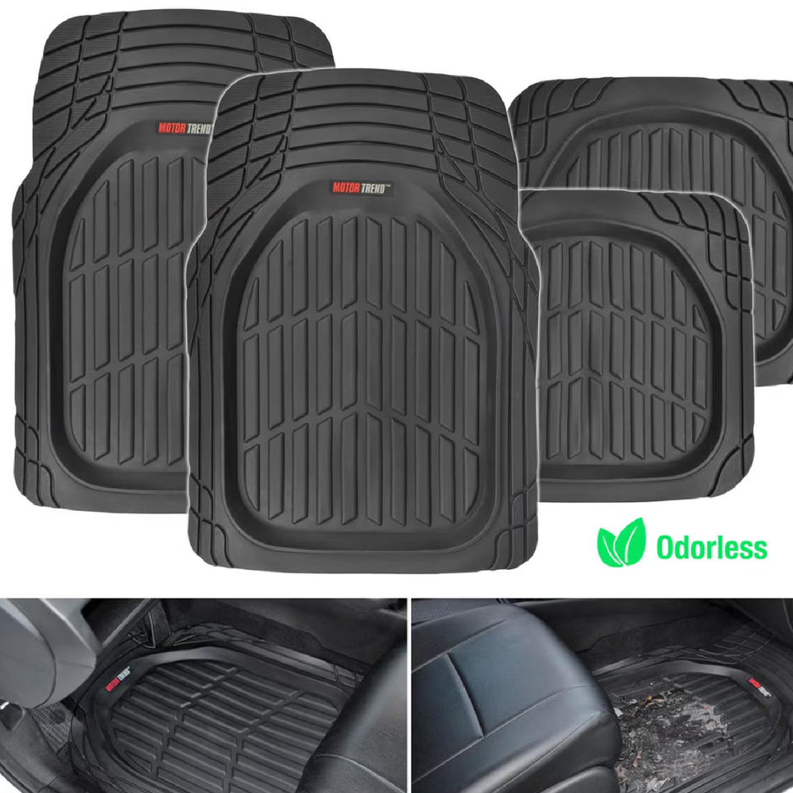 Motor Trend Heavy Duty Floor Mats 4pc Universal Color Black