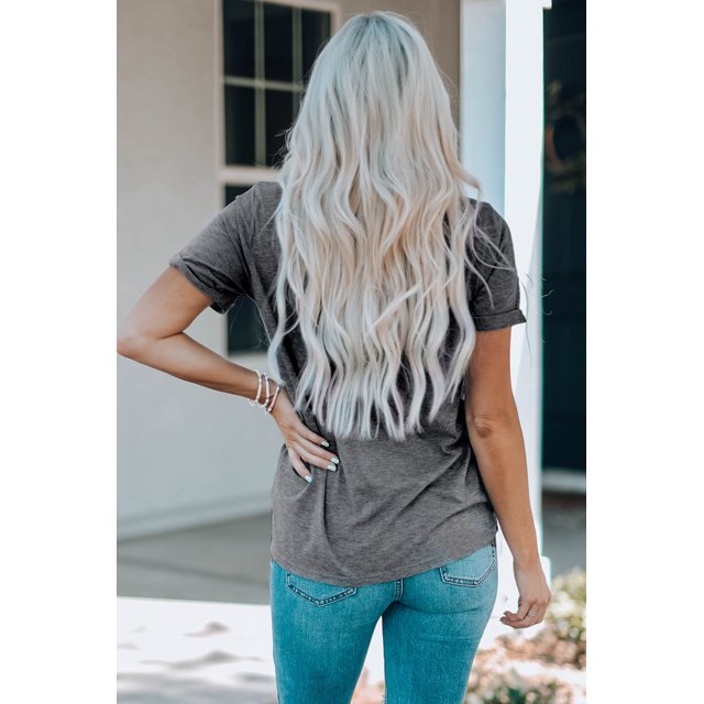 ABPHQTO Camiseta gris con gráfico estampado en forma de corazón grande para el Día de San Valentín para mujer