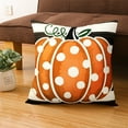 thumbnail image 3 of PATLOLLAV Fall Pillow Covers,18X18inch Double Sided Dots Pumpkin Maple Leaf Stripes Fall Linen Throw Pillows Hello Fall Hello Pumkin Harvest Seasonal Orange Sofa Cushion Decoration for Home, 3 of 4