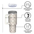 thumbnail image 4 of 40 Oz Tumbler with Handle,Tumbler with Lid,Double Wall Insulated Cup Stainless Steel Travel Mug,Water Bottle for Iced Tea,Coffee,Cold Beverages,Deer Floral Antler Beige Pattern, 4 of 6