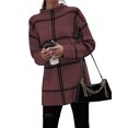 thumbnail image 2 of Checkered Knit Sweater for Women Fall Winter Casual Mock Neck Pullover Striped Sweaters Color Block Tops Dark Brown XL, 2 of 9