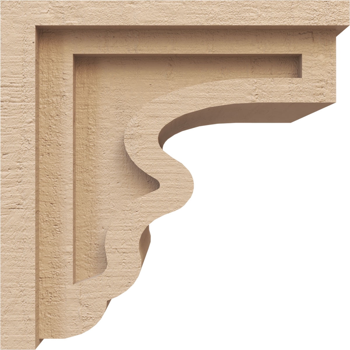 8"W x 8"D x 8"H Wide Highland Rough Cedar Woodgrain TimberThane Corbel, Primed Tan
