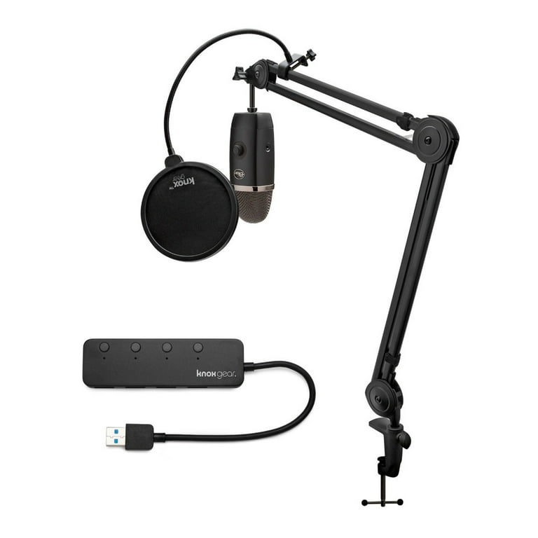 Blue Yeti Microphone (Silver) with Boom Arm Stand, Shock Mount  and Pop Filter Bundle (4 Items),USB : Musical Instruments