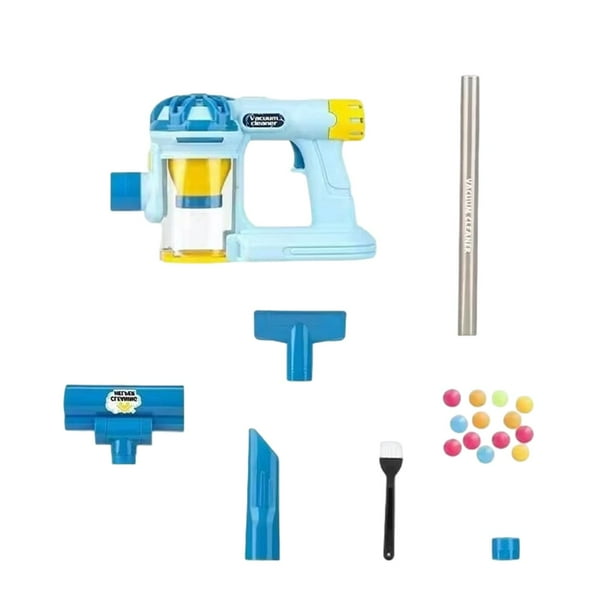 Aspiradora de juguete para niños, regalo de cumpleaños con succión real, juguetes de limpieza, juego de rol Azul