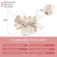 thumbnail image 4 of MIALLO White Fabric Flower Hair Comb, Golden Leaf Boho Bridal Hairpiece with Faux Pearls for Wedding, 4 of 7