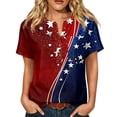 thumbnail image 3 of Womens Summer Tops 250 Anniversary USA Flag Short Sleeve 4th of July Patriotic American Flag Stars Button V Neck Henley 250th Anniversary USA shirt Fashion Beach Vacation Clothes Deep Red XXL, 3 of 10