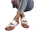 thumbnail image 3 of Stylish Toe Ring Flat Sandals for Women Summer Comfortable Slip-On Flat Shoes Beach Wedding Slides Casual Flip Flops, 3 of 5