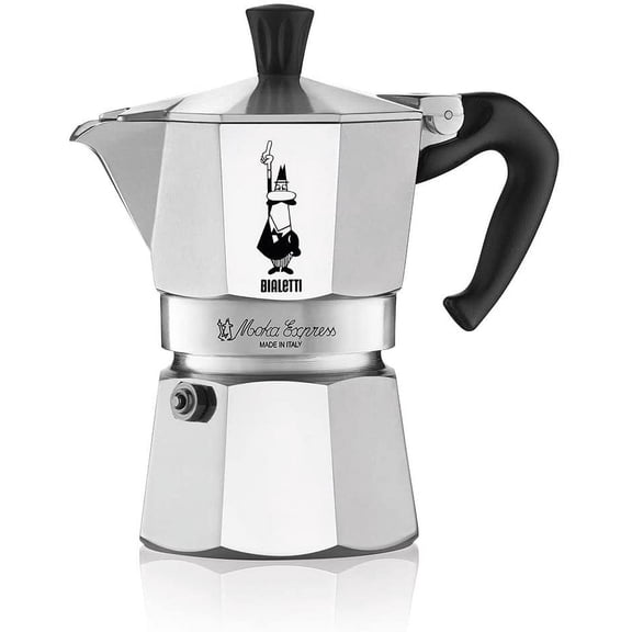 Bialetti Moka Express Export Espresso Maker, 4 Tassen,0.19 liters, Silver