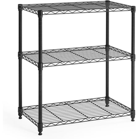 3/4/5-Tier Adjustable Height Wire Shelving Unit, Rack Shelving, Metal Steel Shelves, Garage Organizer, Utility Storage Shelf, 3-Tier Without Wheels, Black