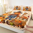 thumbnail image 3 of Manfei Classic Halloween Pumpkin Lantern Fitted Sheet Full,Cartoon Ghost Bed Set,3-Piece,1 Fitted Sheet and 2 Pillowcases, 3 of 6
