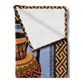 thumbnail image 2 of Greek Key Soft Flannel Fleece Throw Blanket, Frame with Traditional Vintage Square Ornament Meander and Amphora, Cozy Plush for Indoor and Outdoor Use, 50" x 60", Orange Lavender Black, by Ambesonne, 2 of 5