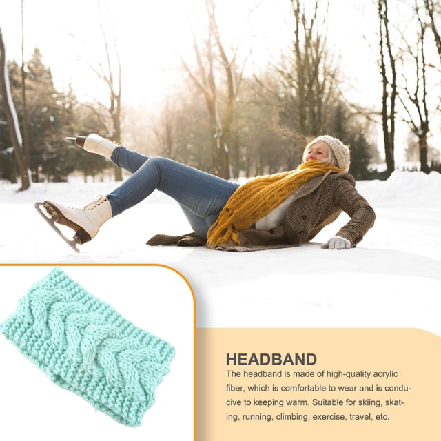Bandeau d'Hiver pour Femmes Élasticité de la Tête et Confortable à Chauffer Cache-Oreilles Style Simple Accessoires pour Cheveux pour Femmes Vert Menthe