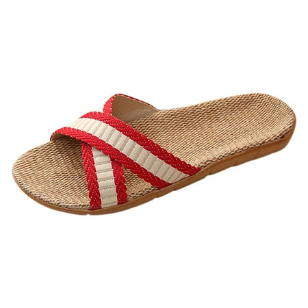 

HUPTTEW Men And Women Home Solid Color Slippers Indoor Slippers Fashion Beach Soft Bottom Cross Strap Slippers
