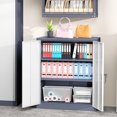 thumbnail image 4 of Metal Storage Cabinet, 42" Locking Steel Office Cabinet with 2 Doors, Tool Garage Cabinet with 2 Adjustable Shelves, Lockable File Cabinets for Home, Office, Classroom, Kitchen(White & Gray), 4 of 5