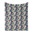 thumbnail image 1 of Tropical Soft Flannel Fleece Throw Blanket, Flowers and Leaves of Exotic Plants Tropic Jungle Rainforest Theme Pattern, Cozy Plush for Indoor and Outdoor Use, 70" x 90", Multicolor, by Ambesonne, 1 of 6