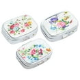thumbnail image 3 of Sarkoyar Metal Pill Box with Mirror Reusable Compact Portable Classified Store Pills Flower Print Oblong Shape Large Capacity Pill Organizer for Travel, 3 of 6