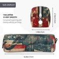 thumbnail image 3 of Pofeuu Vintage American Flag Elephant Print Leather Pencil Case, Leather Pencil Pouch Large Capacity, Big Pencil Pouch with Zipper Vintage Pen Bag Fountain Pen Holder, 3 of 7