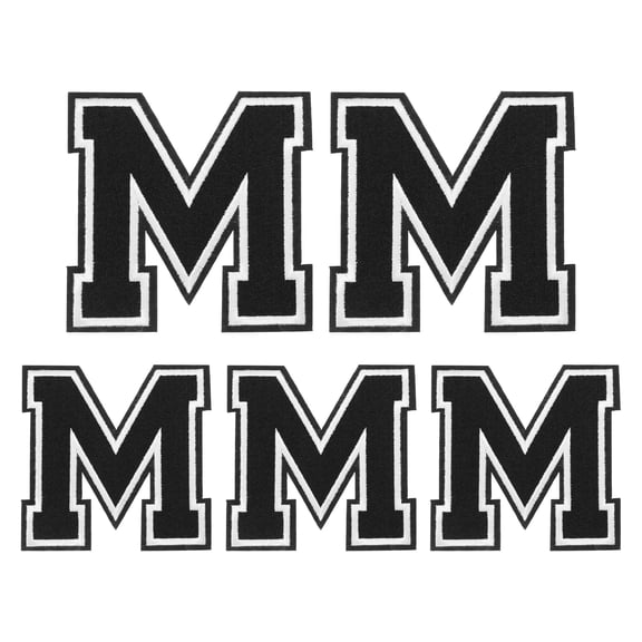 Iron on Letters Patches, 5PCS Alphabet M Iron on Embroidered Patch for Repairing Clothing (4.4"/3.1", Black )