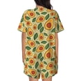thumbnail image 3 of Kdxio Leaves Avocado Print Pajamas Sets for Women Short-Sleeved Pjs with Lounge Shorts Two Piece Sleepwear S-4XL, 3 of 9