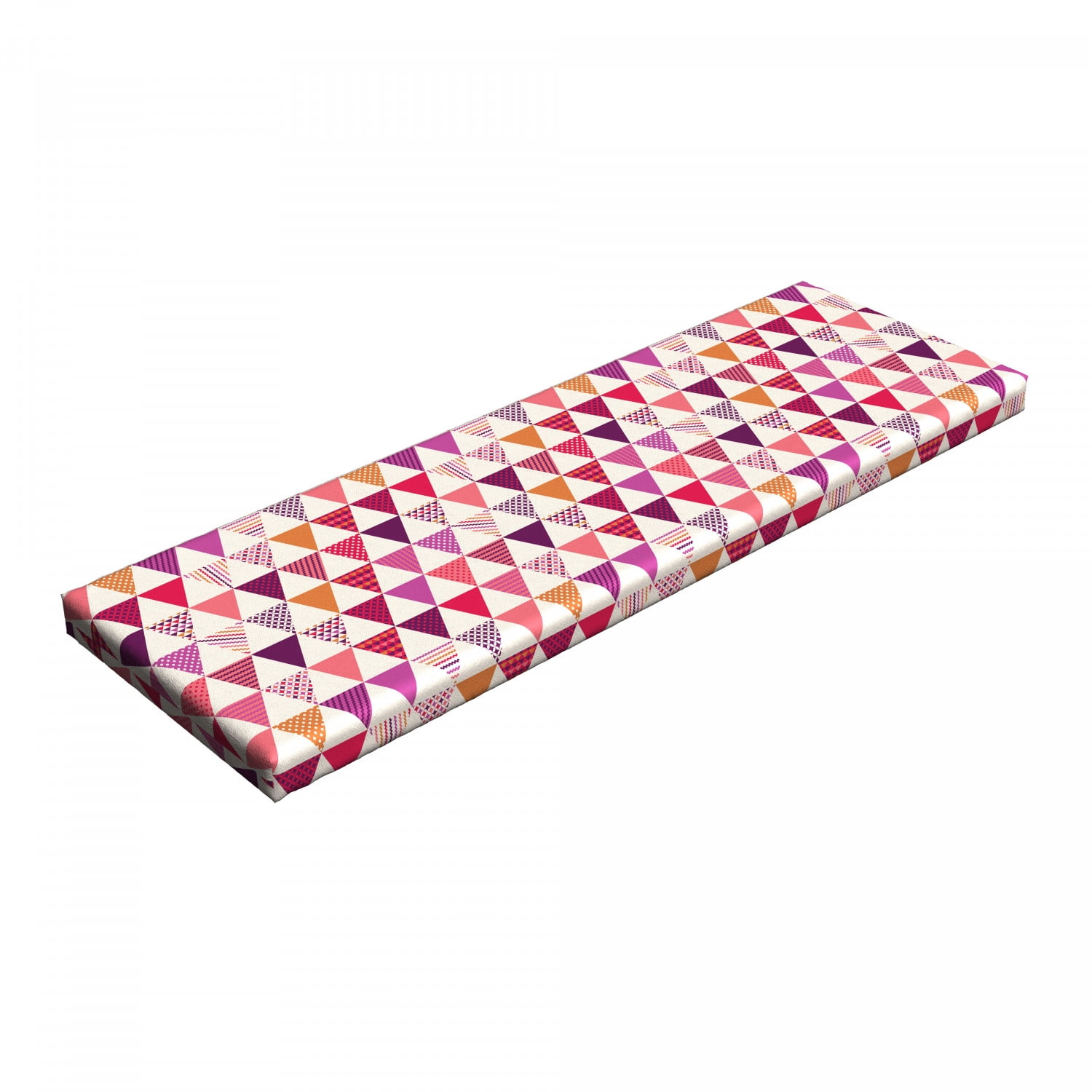 Pink Bench Pad, Geometric Triangle Patterns with Polka Dots Lines Zig