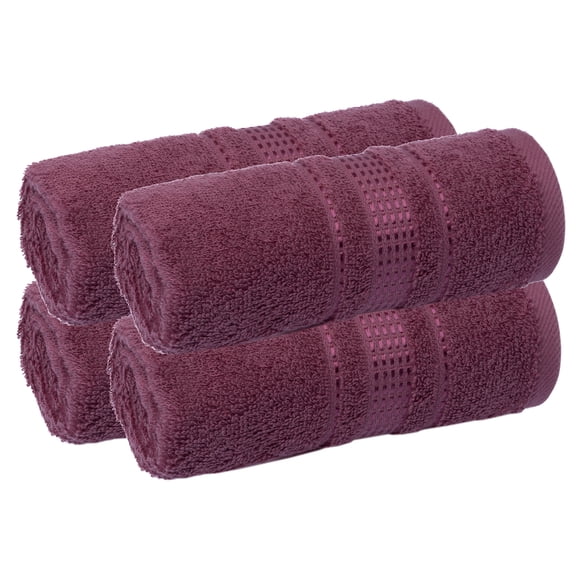 Melissa Linen Guest Bathroom Fingertip Hand Towels, 4 Pack Turkish Cotton, 12x18 in, Regal Purple
