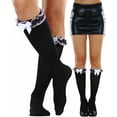 thumbnail image 3 of ToBeInStyle Women's Flirty Knee High Fashion Socks w/ Ruffled Top - Black & Pink, 3 of 7