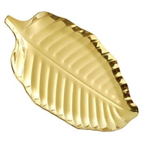 LEORX Golden Leaf Shape Decorative Tray Stainless Steel Storage and Serving Dish
