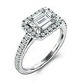thumbnail image 3 of HeartsAndYou 2ct Emerald Cut Moissanite Halo Engagement Ring for Women 18k White Gold over Silver Round Accents, 3 of 5
