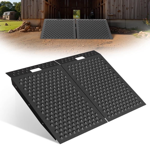 2 PC 36"x48" Shed Ramp for Riding Mower, 1500 lb Capacity, Anti-Slip Punch Plate Alloy Ramp for ATV, Motorcycle, Garage & Barn, Black