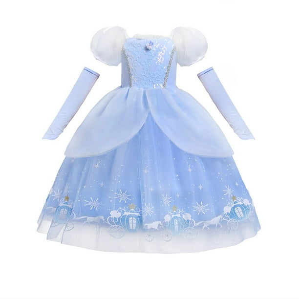 Vestido de princesa de Cenicienta de Disney para niña y niño, tutú de Carnaval con lentejuelas, ropa de malla para regalo de cumpleaños Fivean unisex