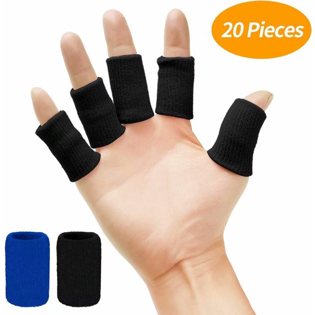 20 Pieces Finger Sleeves Protectors Thumb Brace Support Elastic Compression Protector for Relieving Pain, Arthritis,Trigger Finger, Sports