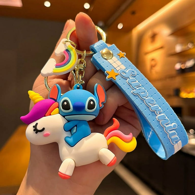 2023 Disney Cartoon Lilo Stitch Pendant Keyring Cute Mickey Keychain Bag  Ornament Key Chain Gifts For Children 