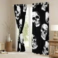 thumbnail image 3 of Manfei Hippie Sugar Skull Black Out Curtains, Gothic Skeleton Curtains Pack of 2 (42x63 Each), Happy Halloween Bedroom Curtains, Luxury Room Decor, 3 of 6