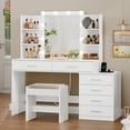 thumbnail image 2 of TEENFON Large Vanity Desk with Mirror & Lights, Makeup Vanity with 6 Large Drawers & Charging Station,Vanity Table Set for ,Christmas gift,White, 2 of 8