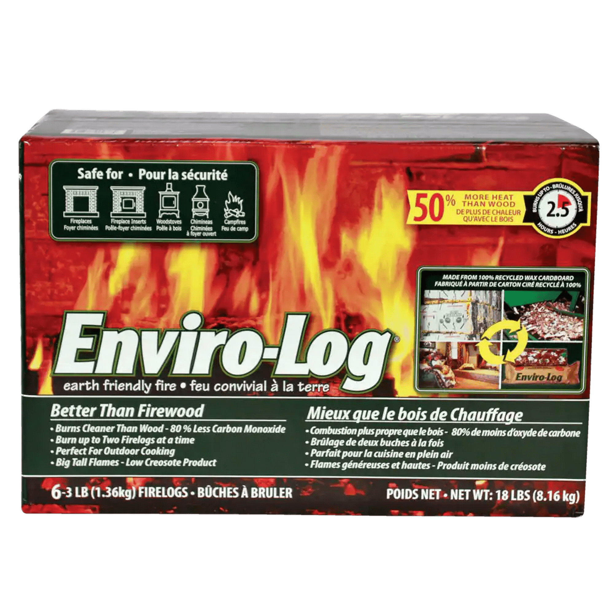 Enviro-Log Earth Friendly Fire Log For Fireplaces u0026 Woodstoves, 3-lb, 6-pk  | Walmart Canada