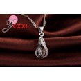 thumbnail image 2 of Gota de agua caliente CZ 925 conjunto de joyería chapada en plata esterlina para mujer colgante collar pendientes de aro fiesta de boda Ceremoey Anel, 2 of 5