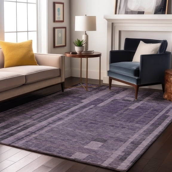Addison Rugs Mayfield Premium Machine Washable Transitional Stripes Purple Rectangle Rug, 10' x 14'