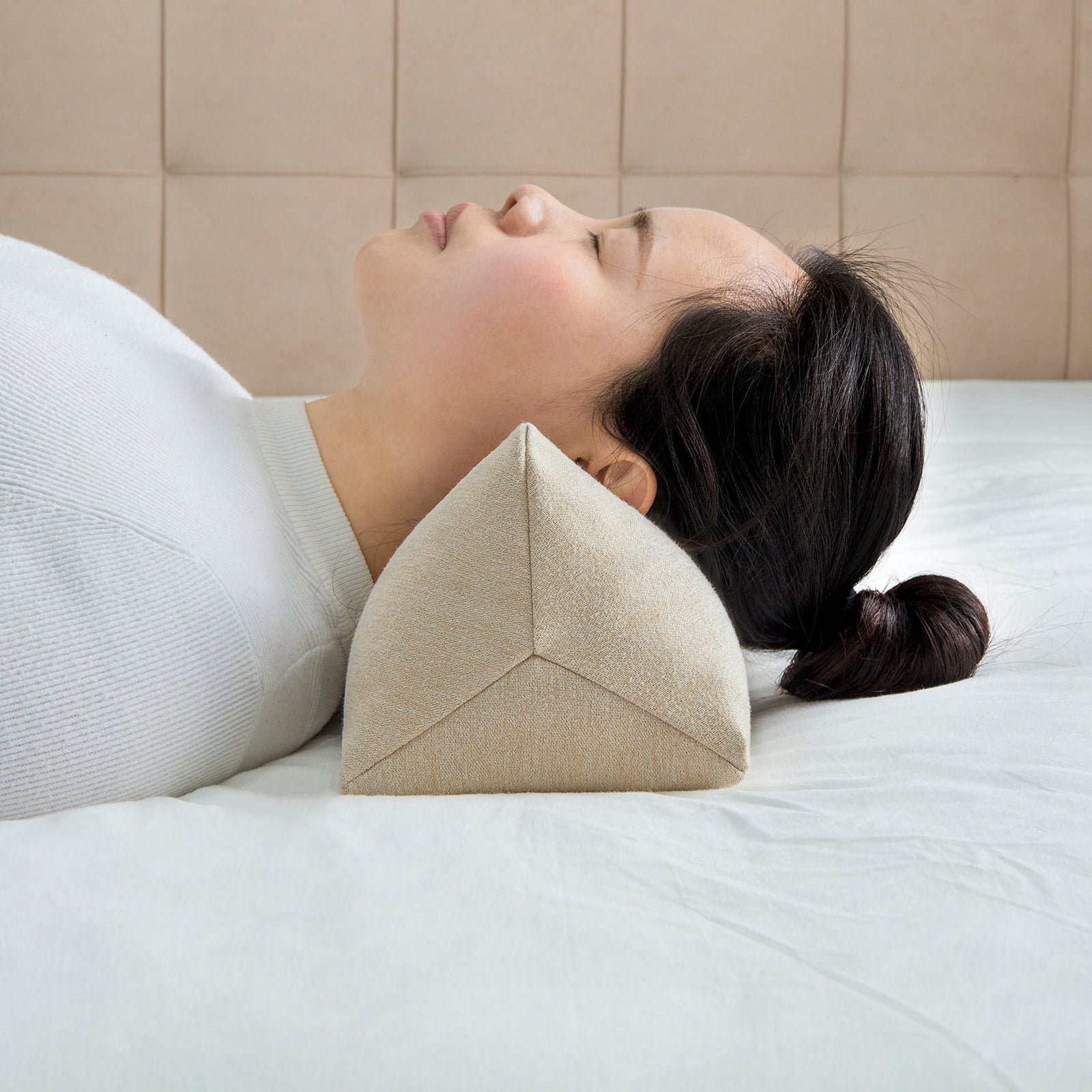 GLORY SEASON Buckwheat Neck Support Adjustable Pillow,Neck Pain Relief Round Pillows for Lunch Break 6x15in