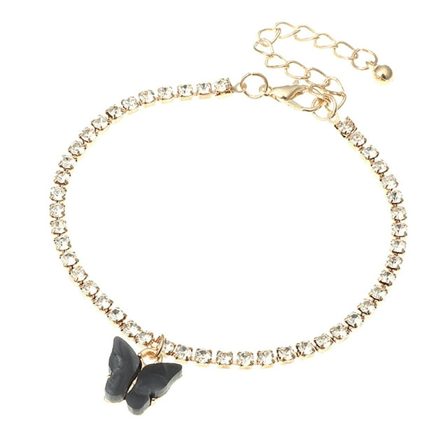 Trendy Chain Shiny Bracelet Toe Decorated With Diamond Butterfly Bracelet Innocent Flying Butterfly Natural Diamond Delicate Side Bracelet Exquisite Exquisite Jewelry
