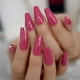 thumbnail image 1 of 24 Uds. De puntas de uñas postizas de ataúd rosa oscuro brillante, cobertura completa de salón acrílico, prensa Artificial en uñas postizas UV con pegatina de pegamento, 1 of 6