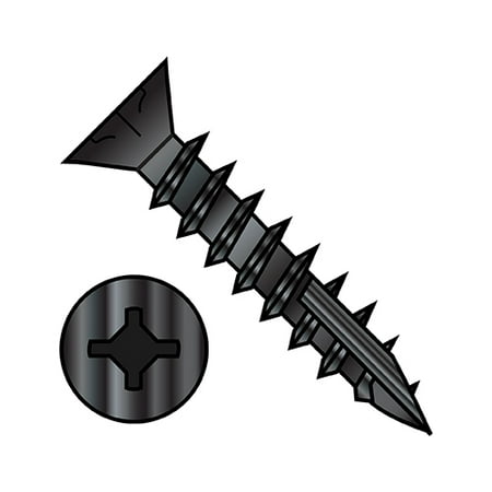 

8-11X1 Square Phil Drive Flat w/Nibs Deep Thread Wood Screw Full Thread 17point Black Oxide (Pack Qty 10 000) BC-0816DXF17DB