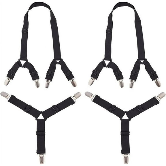 LHX 6 Pcs Bed Sheet Straps, Adjustable Elastic Fitted Sheet Clips, Black Bed Sheet Holders for Corners, Sheet Tighteners Mattress Fasteners for Bed Sheets, Sofa Cushion, Mattress Covers