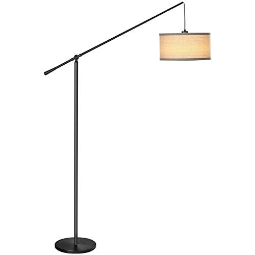 Brightech Hudson 2 Living Room Led Arc Floor Lamp With Bulb In Jet Black Color Com Room Led Arc Floor Lamp With Bulb, 2 Bulb Floor Lamp