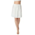 Sunisery Women Half Slips Elastic Waist Solid Color Satin Underskirt Lace Trim Skirt for Under