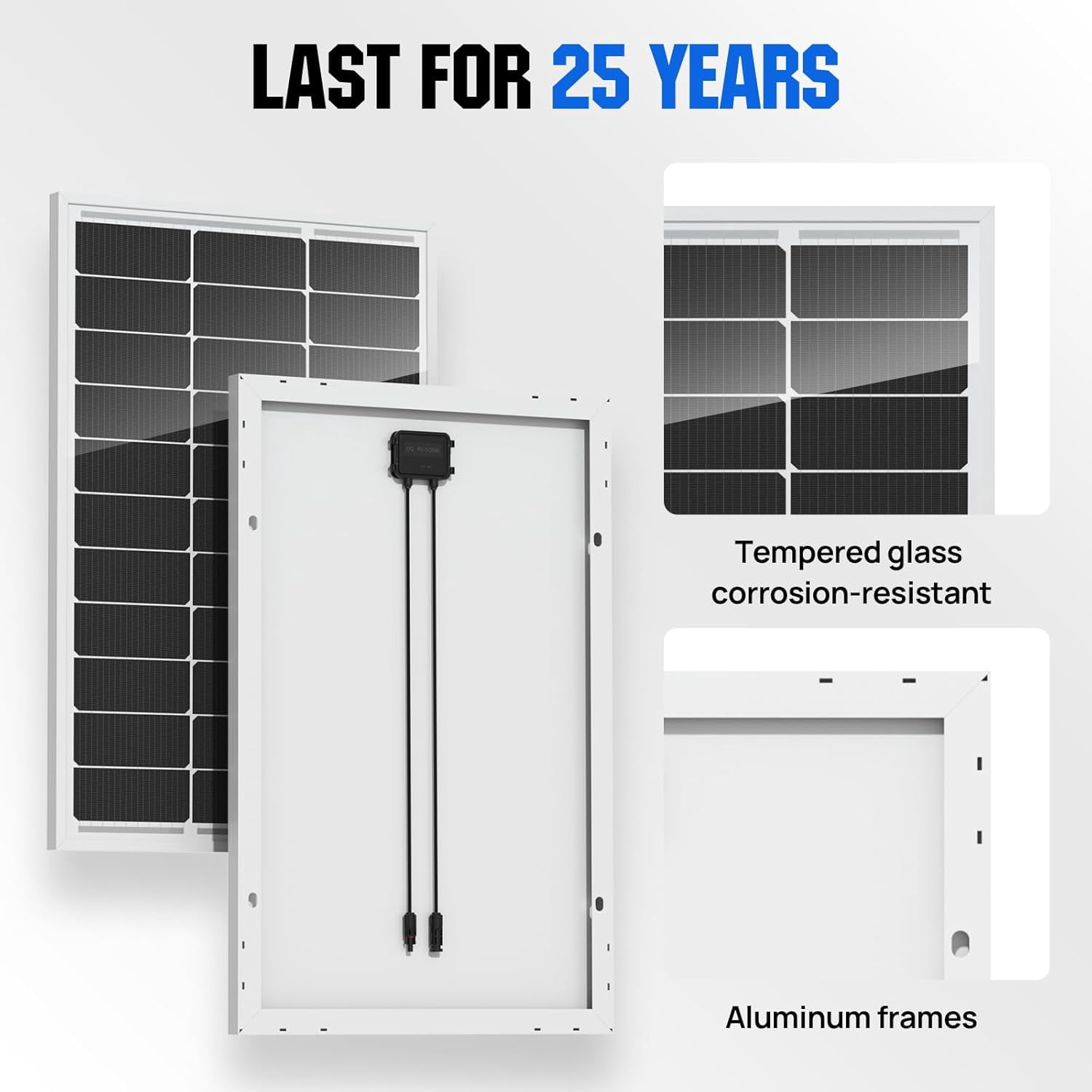 ECO-WORTHY 100 Watts 12 Volts Monocrystalline Photovoltaic Solar Panel High Efficiency Module for 12 Volt Battery Charging RV Marine Boat Off Grid(Upgrade)