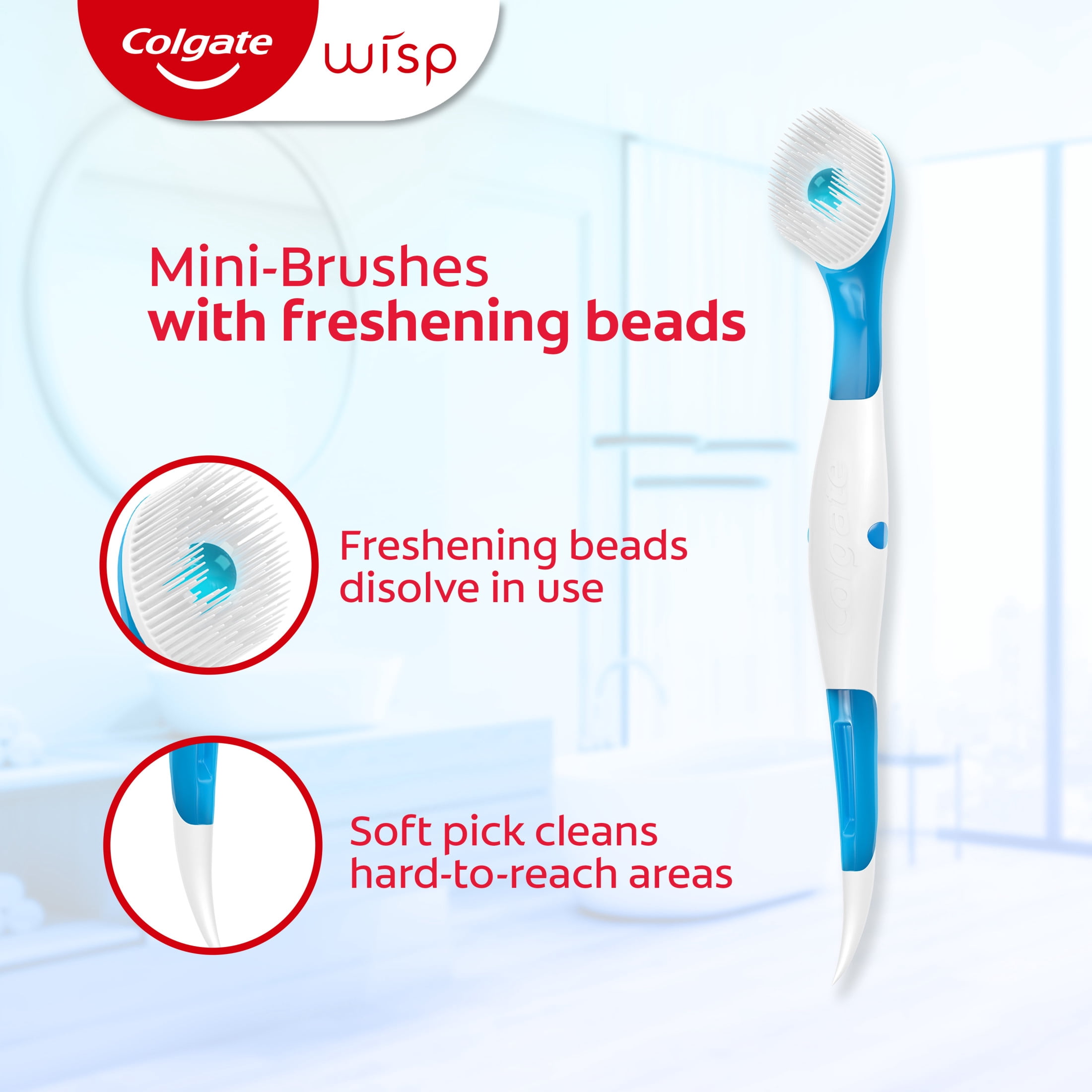 (4 pack) Colgate Max Fresh Wisp Disposable Travel Toothbrushes, Mini Toothbrush, Peppermint, 24 Count
